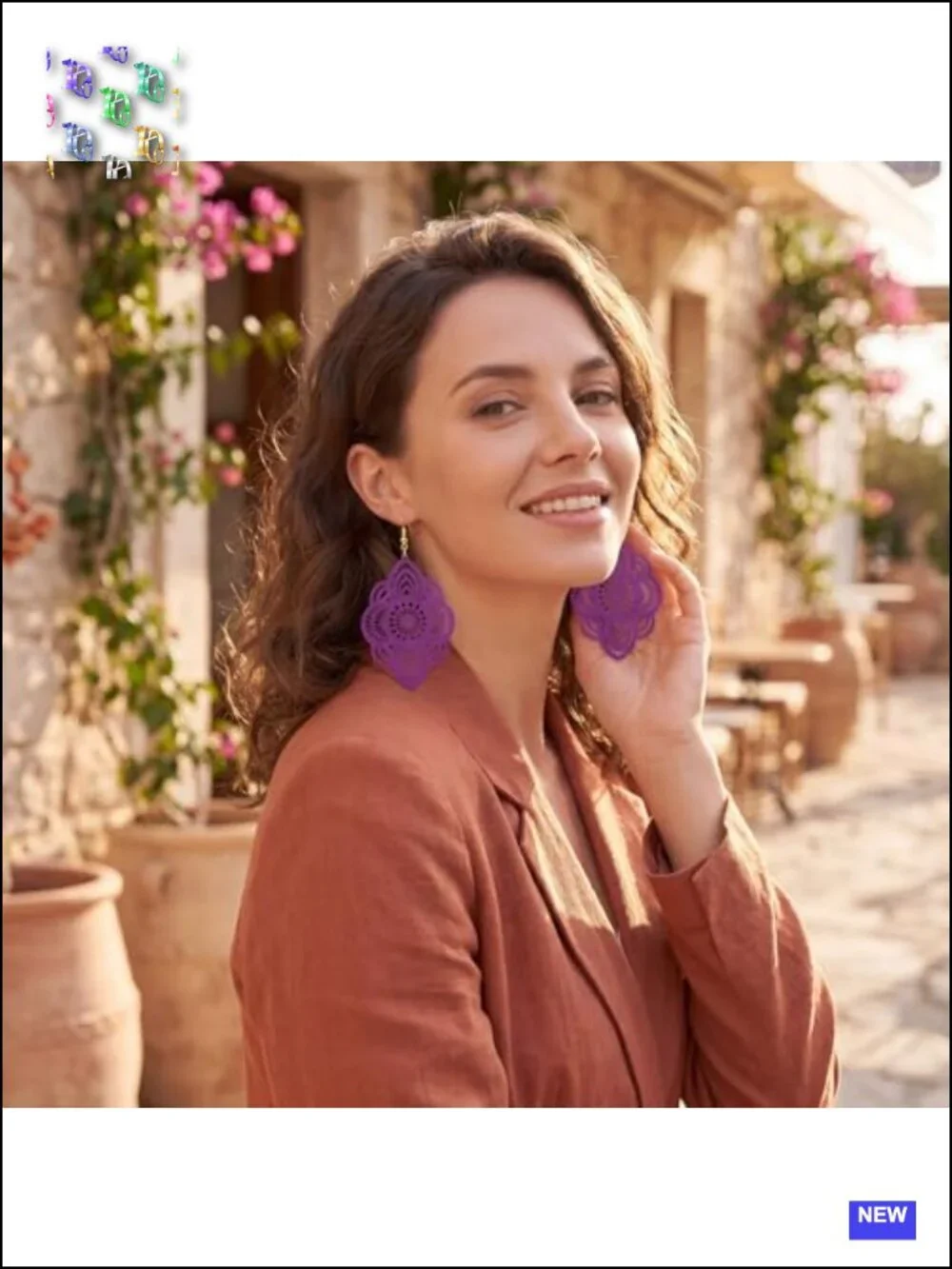 Laser-Cut Wooden Filigree Teardrop Dangle Earrings Boho Artistic Statement